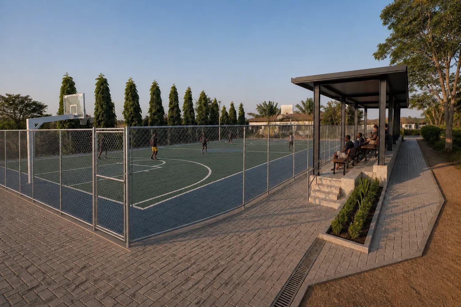 Illustrative image of the upgraded court and covered tribune